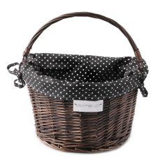 Košík na řidítka Extend CREDO, proutěný, QR, dark brown, black-white